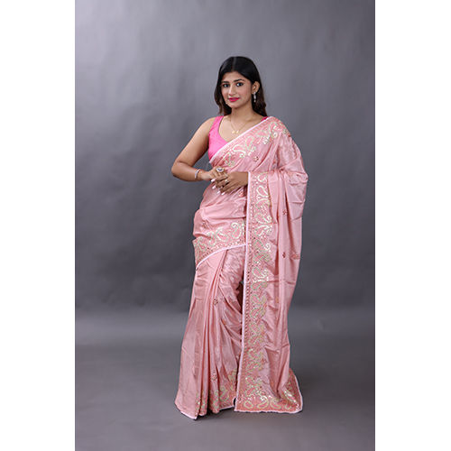 Printed Light Pink Party Wear Saree