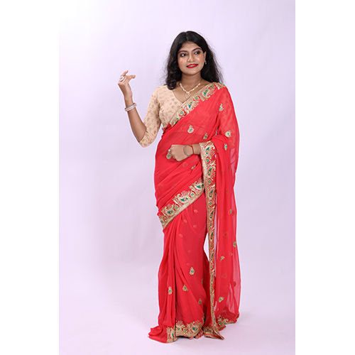 Summer Red Party Wear Saree