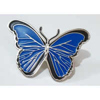 Butterfly Lapel Pin - Brass Material, 1 Inch Size, Blue Color | Printed Pattern Design