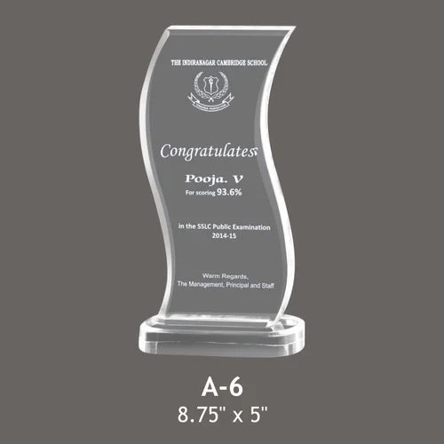 A6 Acrylic Award Size: 8.75 X 5 Inch