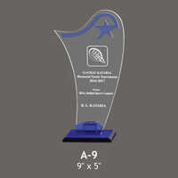 A9 Acrylic Star Award - 9 X 5 Inch, Transparent Blue Rectangular Design | Competitive Style, Premium Acrylic Material