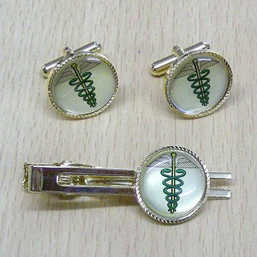 Printed Cufflinks And Tie Pin