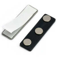 Neodymium Badge Magnet - Metal, 45x14 Mm, Black/silver | Rectangular Shape, Durable Design For Secure Attachment