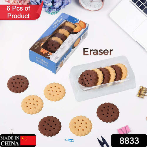 PACK OF 6 ERASERS ERASERS STATIONERY SCHOOL RUBBER SCHOOLS SKETCHES OFFICE SIGN KID PARTY FAVOUR GIFT TOY GIFT CREATIVE CHRISTMAS BIRTHDAY GIFT IN SHAPE BISCUITS
