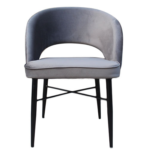 Black Dining Chair With Modern Back In Fabric