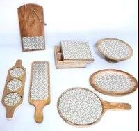 Wooden Serving Platter 21 - Acacia Wood | Broad, Flat Design For Elegant Food Presentation, Rustic Charm, Versatile For Any Occasion