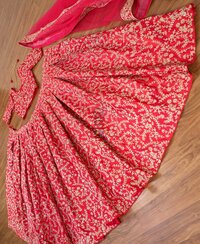 Rani Pink Colored Barfi Silk Embroidered Work Lehenga