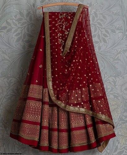 Ineffable Maroon Georgette Sequence Lehenga