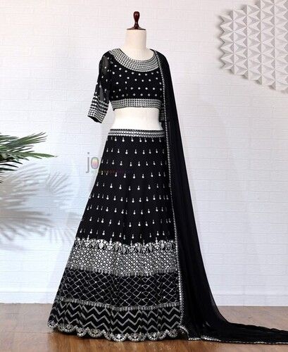 Partyblack Georgette Sequence Embroidered Lehenga Choli