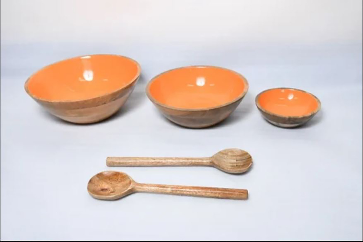 WOODEN SERVING BOWL YELLOW PRINT