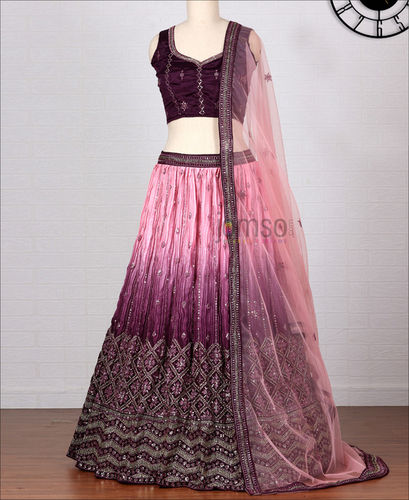 Purple Colored Embroidered Work Designer Lehenga Choli