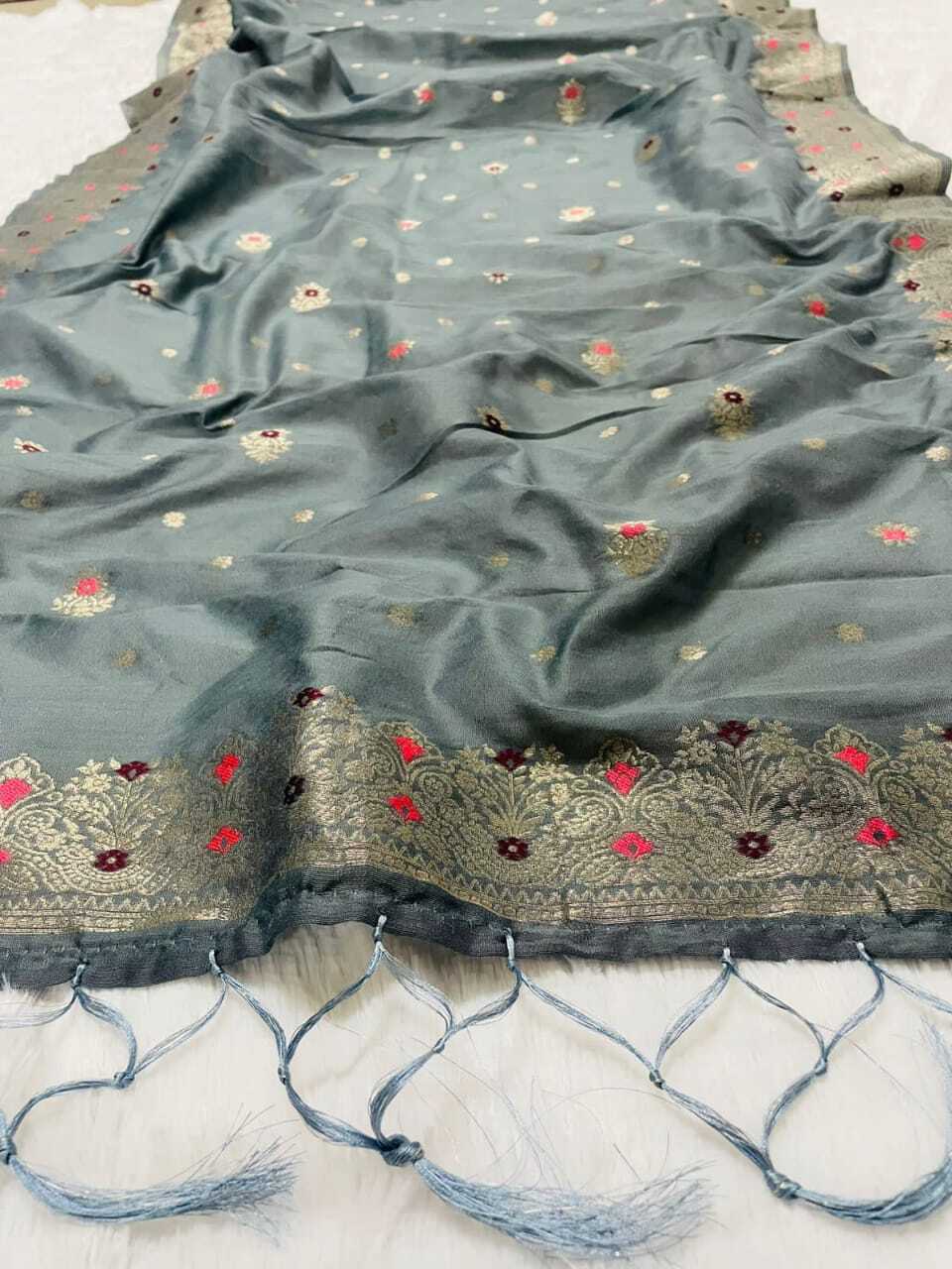 Grey Banarasi cotton dupatta 1