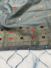 Grey Banarasi cotton dupatta 1