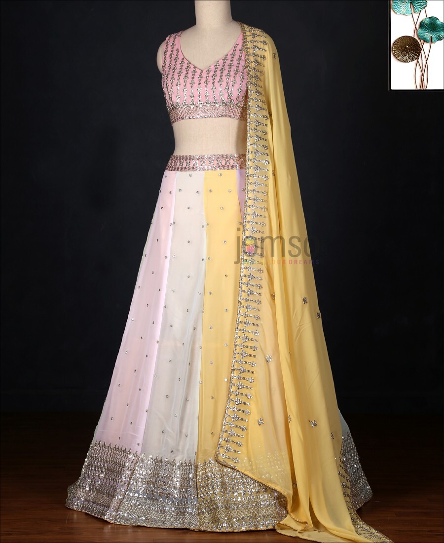 Party wear Multi colored Sequence Embroidery Work Lehenga Choli