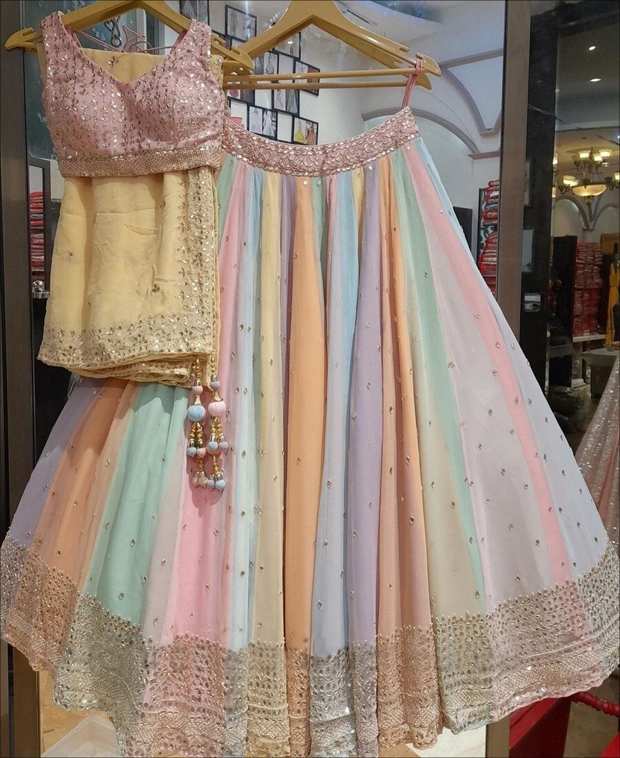 Party wear Multi colored Sequence Embroidery Work Lehenga Choli