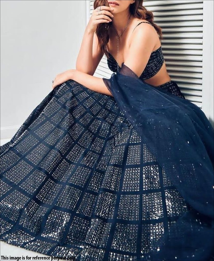 Designer Party Wear Navy Blue Sequence work Lehenga Choli