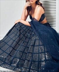 Designer Party Wear Navy Blue Sequence work Lehenga Choli