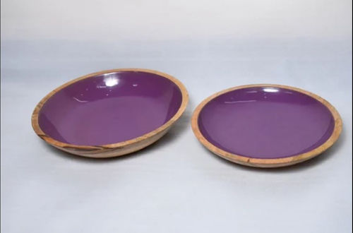 WOODEN SERVING BOWLPURPLE PRINTED