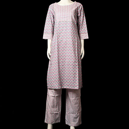 Washable Printed Top And Bottom Kurti Set