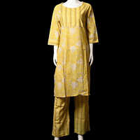 Yellow Top And Bottom Kurti Set