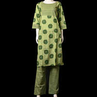 Green Top And Bottom Kurti Set