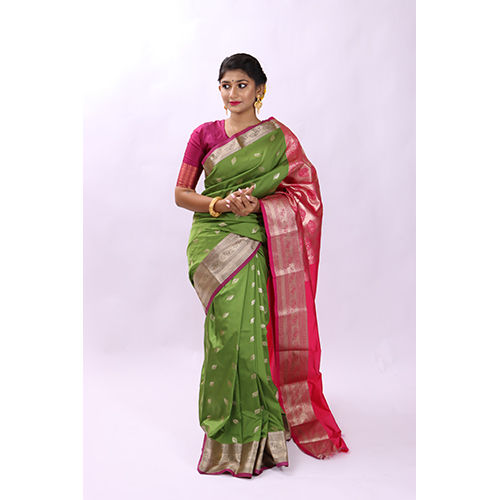 Multicolor Mehangi Green Kanjivaram Saree