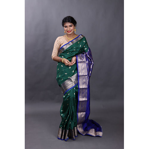 Multicolor Dark Green Kanjivaram Saree