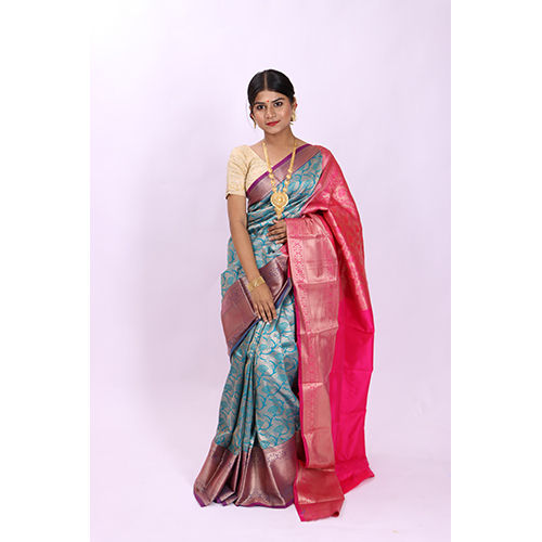 Printed Blue Kanjivaram Silk Saree