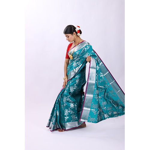 Printed Blue Kanjivaram Saree