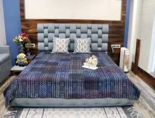 Indigo Patch Theme Kantha Bed Cover