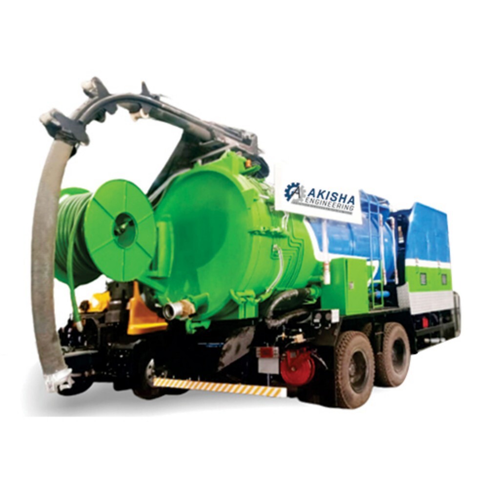Suction Cum Jetting Machine With Sludge Water Recycling - Color: Green-Blue