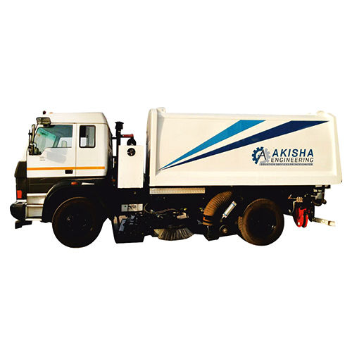 White Truck Mounted Road Sweeping Machine