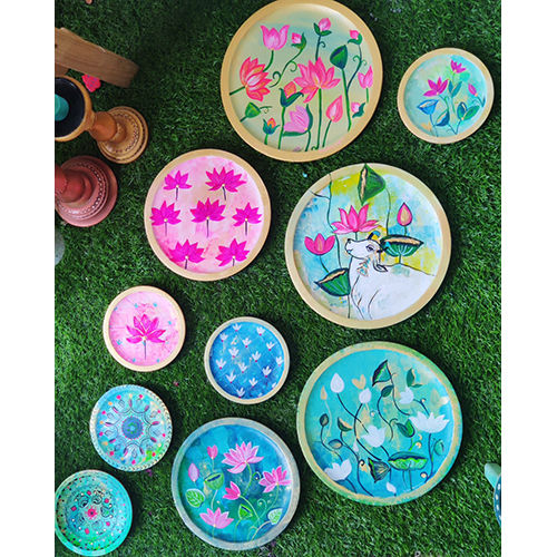 As Per Availability Hand Painted Pichwai Wall Plates Set