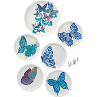 Hand Painted Butterfly Wall Plates Set Of 6 Pcs - Color: As Per Availability
