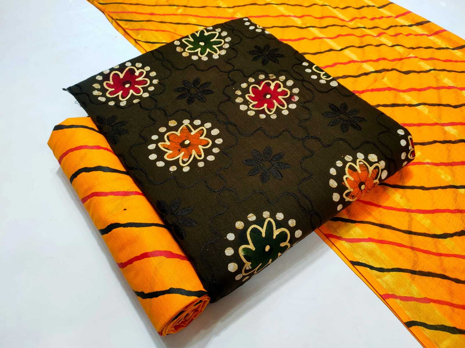 Nemi Wax Leriyu Gold With Work Vol-7 -Dress Material