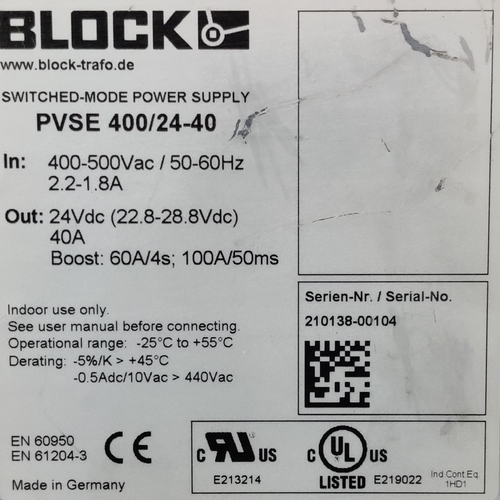 BLOCK PVSE 400/24-40 PRIMARY SWITCHED MODE