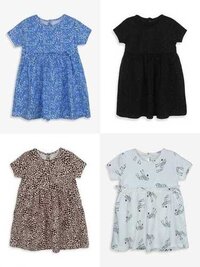 George Aop Baby Girls Dress - Soft Cotton Blend, Sizes 0-3m To 18-24m, Colorful All-over Print, Ideal For Casual Outings And Special Occasions