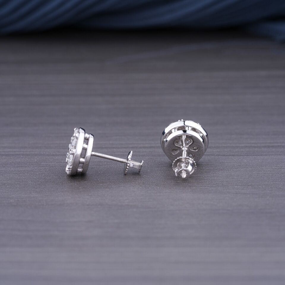 1.014Ct Genuine Lab Grown Diamond Stud Earrings in 18k White Gold DEF / VVS-VS