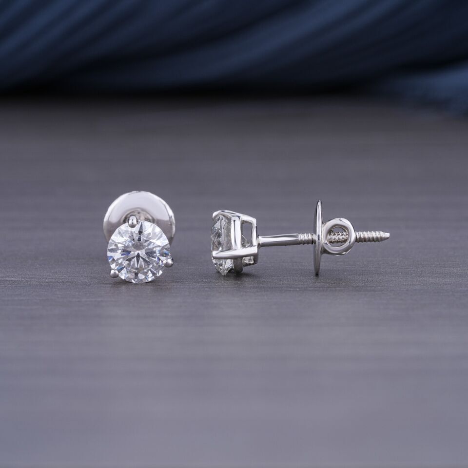 0.750Ct Genuine Lab Grown Diamond Stud Earrings in Solid 18k Gold DEF / VVS-VS