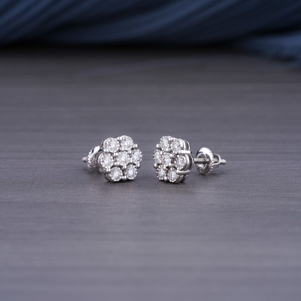 0.343Ct Genuine Lab Grown Diamond Stud Earrings in 14k White Gold DEF / VVS-VS
