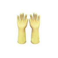 Electrical Hand Gloves - Durable Rubber Material, Full Finger Design, Bright Yellow Color, Washable | All-purpose Protective Gear For Industrial And Commercial Use
