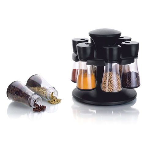 Black 6 Pcs Round Spice Rack