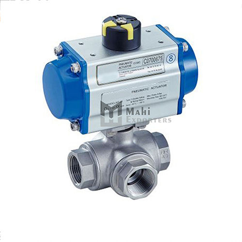 1431 3 Ways Ball Valve With Pneumatic Actuator (Single Or Double Acting) - Female Bsp Ends
