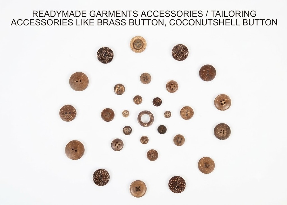 Brass Button Coconut Shell Button - Brass and Coconut Shell Material, Sizes 14L to 44L, Natural Brownish and Off-White Colors for All Genders