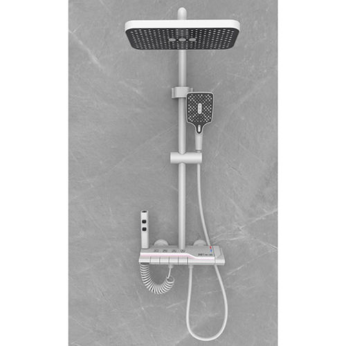 White Thermostat Digital With Ambient Light 4 Function Shower Set