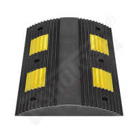Rubber Speed Breakers - 500x350x50mm | High-Quality Shock-Absorbent Design, Black-Yellow with Reflective Safety Strips