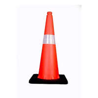 Red Plastic Traffic Cones - Durable Plastic, 1.5 Kg Weight, Vibrant Orange Color - Stop Sign Signal Type For Effective Road Safety Control