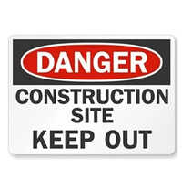 Danger Sign Board - Aluminum, 25x25x3 Mm , Red-white-black, Waterproof, Customizable Shapes And Text For High-risk Area Indication