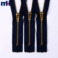 Brass Zipper No.5 Metal Jeans Zipper Double Locked Zipper Closed-End Zipper Golden Brass Teeth Zipper - Color: Multicolor