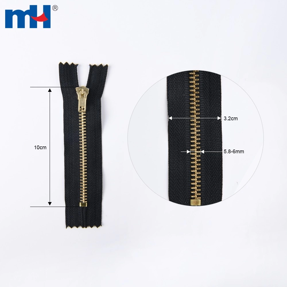 Metal Zip No.5 Closed End Brass Zipper for Jeans Denim Pockets Metal Zipper Wholesale